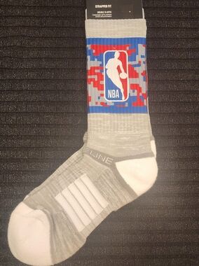 STRIDELINE NBA Gray, White, Red & Blue Athletic Socks